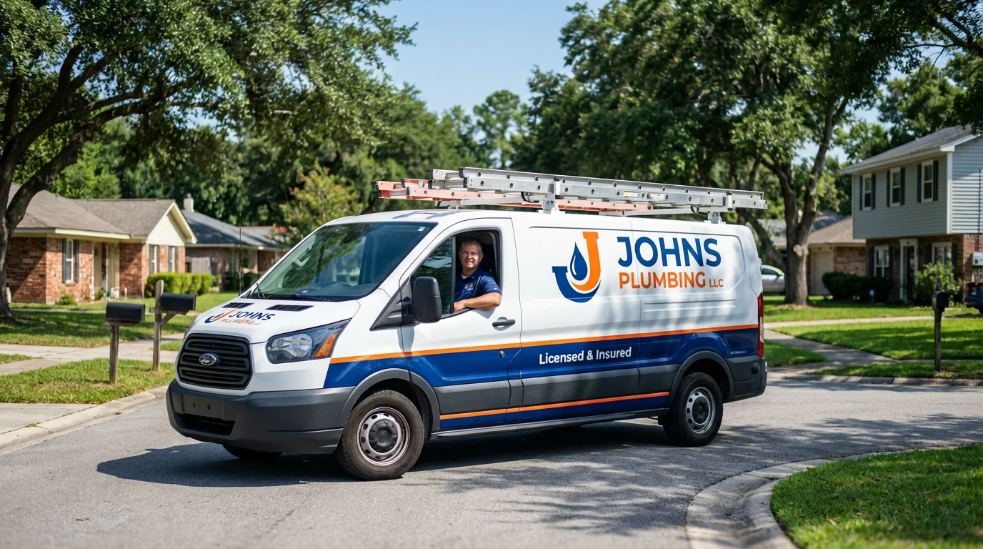 Johns Plumbing LLC service van in Woodbridge, VA