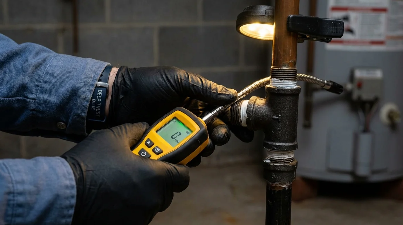 Gas leak detection with electronic sniffer by Johns Plumbing LLC in Woodbridge